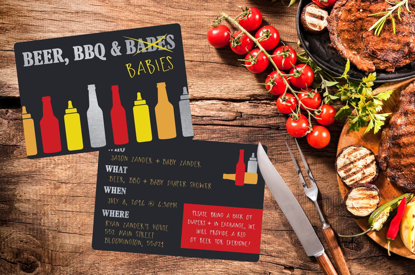 Beer, BBQ, & Babies baby shower invitation