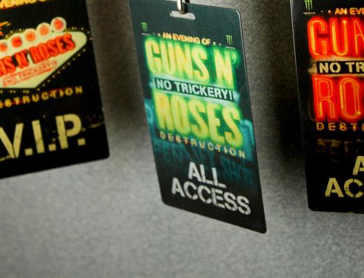 Example of Custom Guns N' Roses Concert All Access Backstage Passes by PlasticPrinters.com