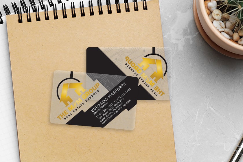 Business-Card-Clear-Circut-Board-Gold-Foil-The-M-M-Group-Real-Estate-Experts-HS105979-Sample
