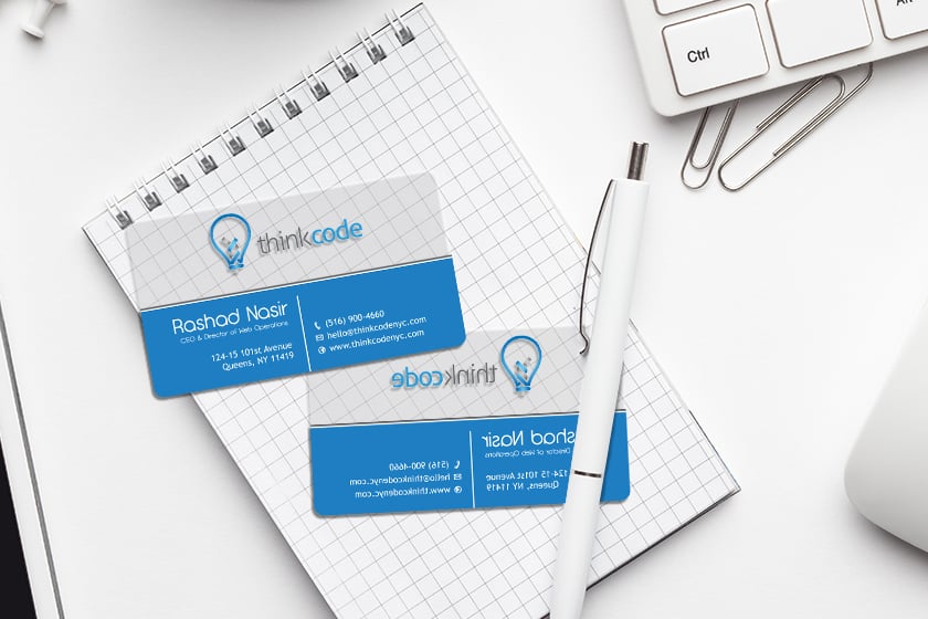 Clear business cards are a great way to stand out at a trade shows or conventions