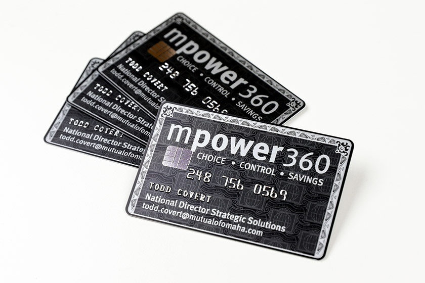 Example of Business Card Embossed with Foil Chip Card