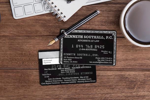 Metallic elements can add an edge to your embossed business cards