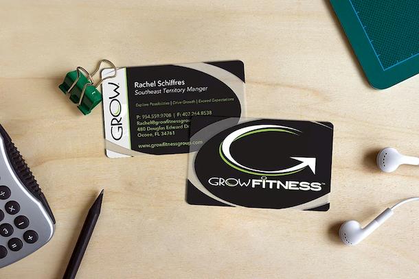 Example of Frosted Business Cards for a Fitness Business