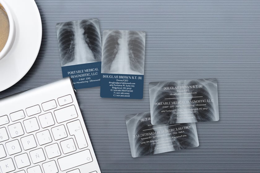 Clear business cards for a doctor