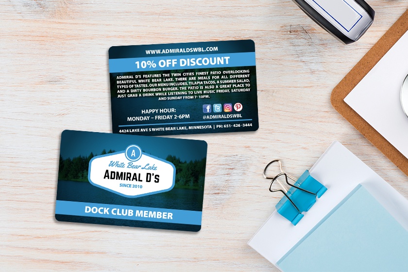 Custom membership cards for a restaurant