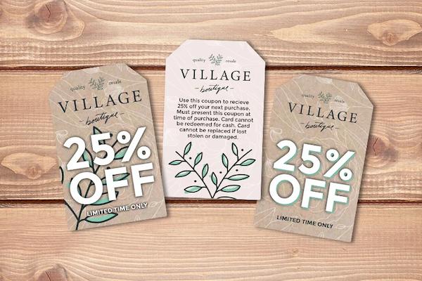 Example of discount card for Village Boutique