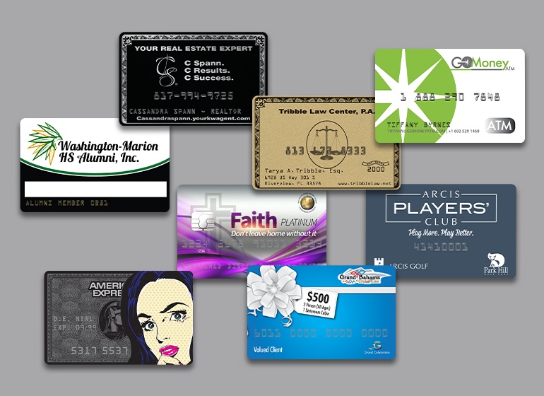 Embossed business cards from Plastic Printers