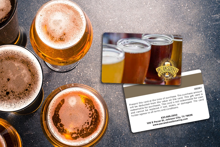 Brewery gift cards with magnetic stripe