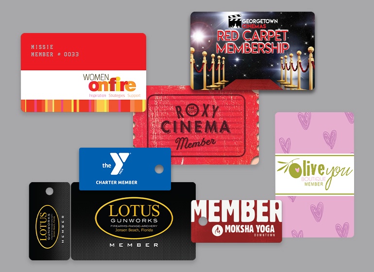 Examples of Custom Plastic Membership Cards From Plastic Printers.