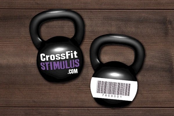 Kettle Bell Shaped Membership Card Key Tags with Barcode