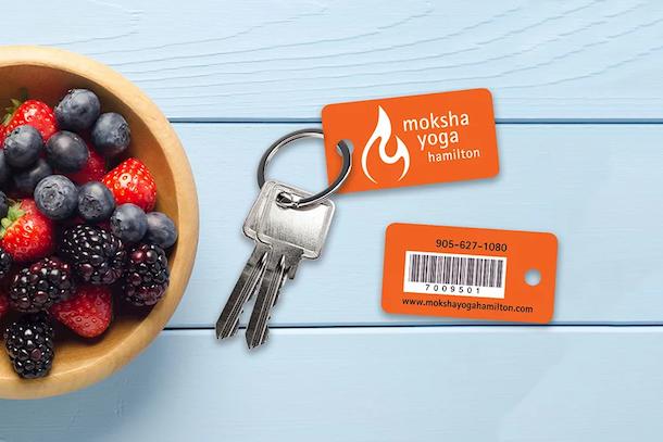 Membership key tags for a yoga and fitness business