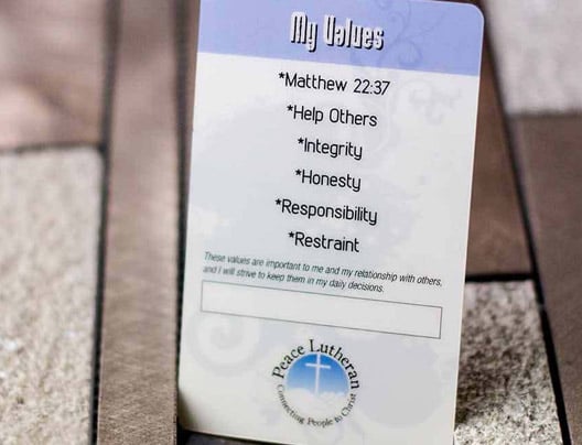 Example of Custom Prayer Card by Plastic Printers, Inc.