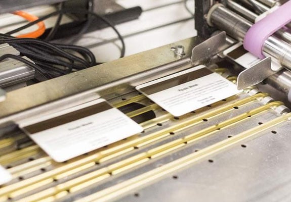 plastic cards being printed