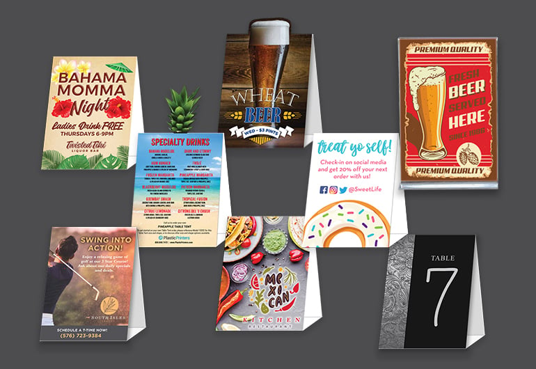 Restaurant table tents, table signs, counter cards