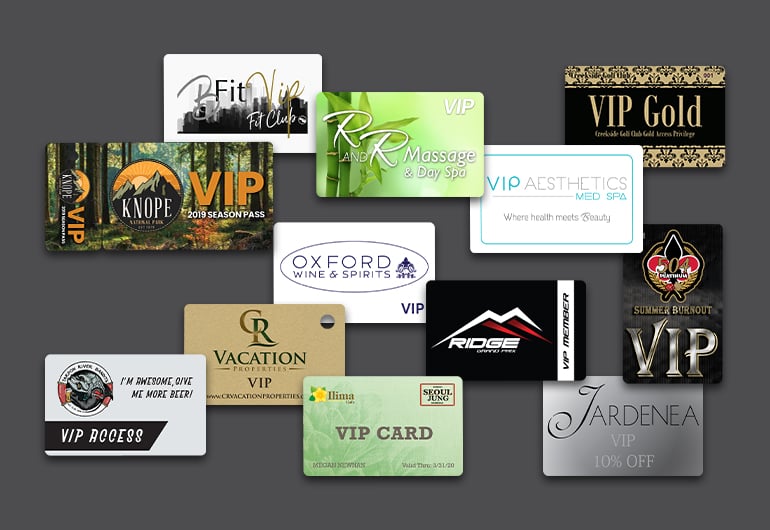 Example of custom plastic VIP cards