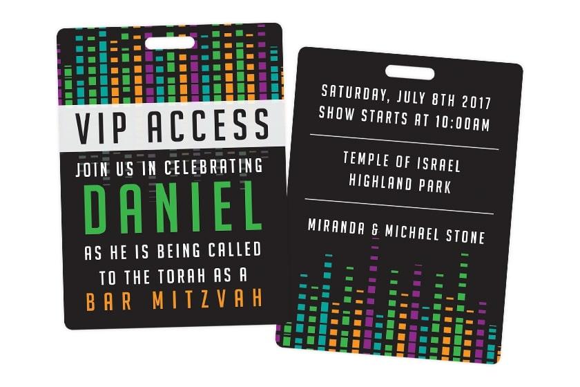 VIP Access Pass for Daniel's Bar Mitzvah - Custom Birthday Invitations