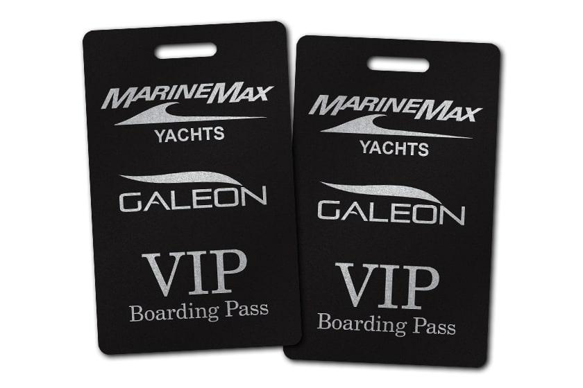 Black Printed VIP Boarding Pass for MarineMax Yachts
