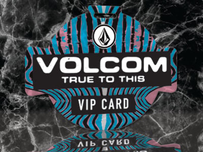 Volcom Custom Shape Die Cut VIP Card with Lanyard Slot