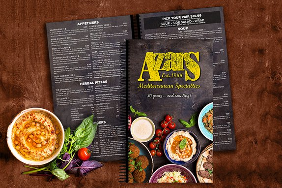 Mediterranean Menu with a Spiral Bound Feature