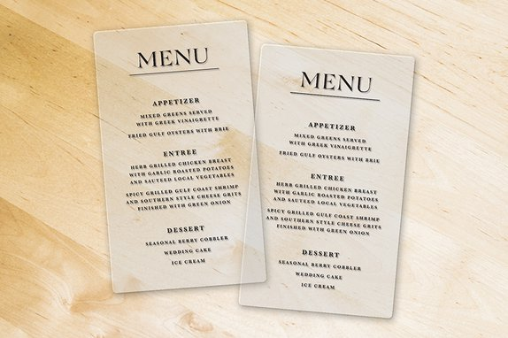 Transparent Menu for your Event