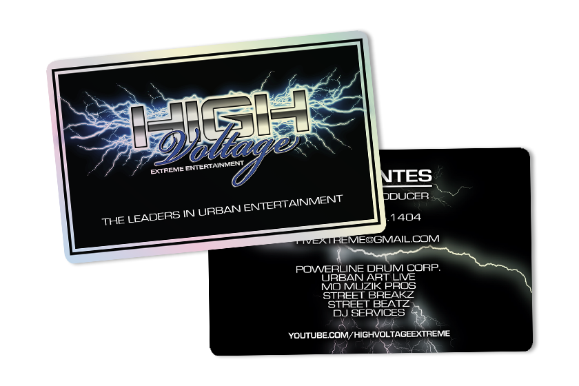 Plastic Business Card for High Voltage Entertainment - Platinum