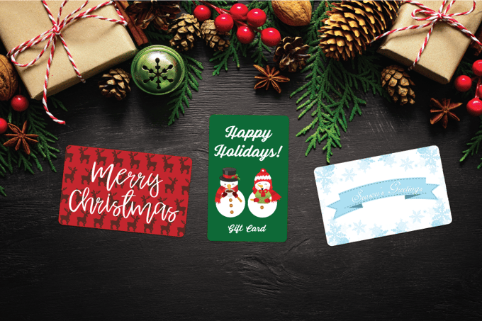 Holiday gift cards should use holiday imagery