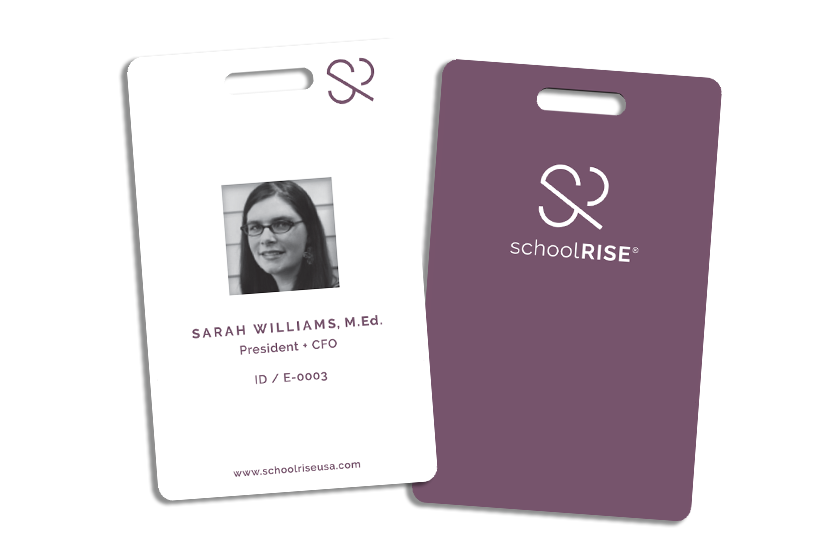 Purple and White School ID with Photo for Sarah Williams