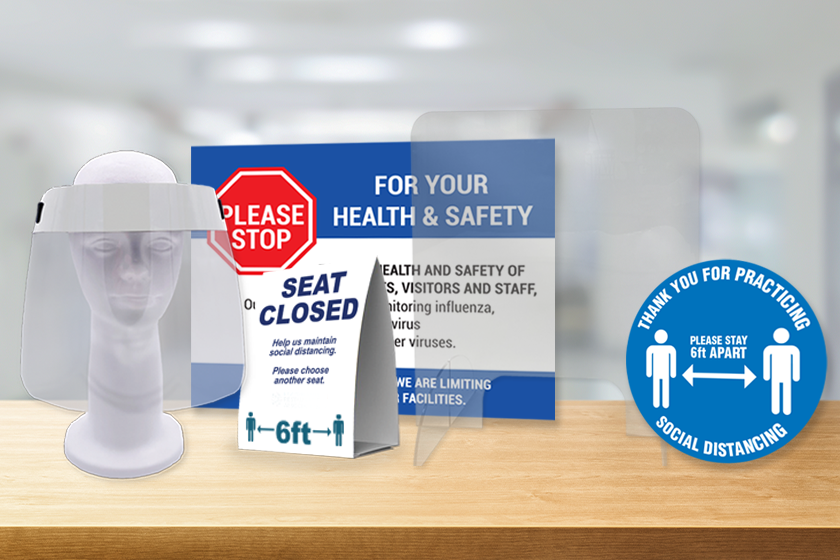 PPE and safety products - face shields, table tents, and more