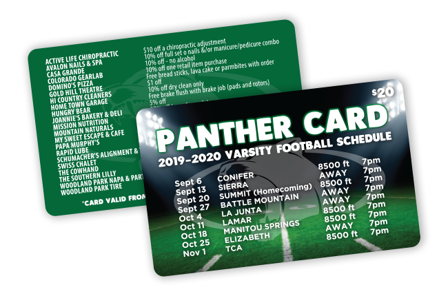 Sports Fundraiser Card With Schedule